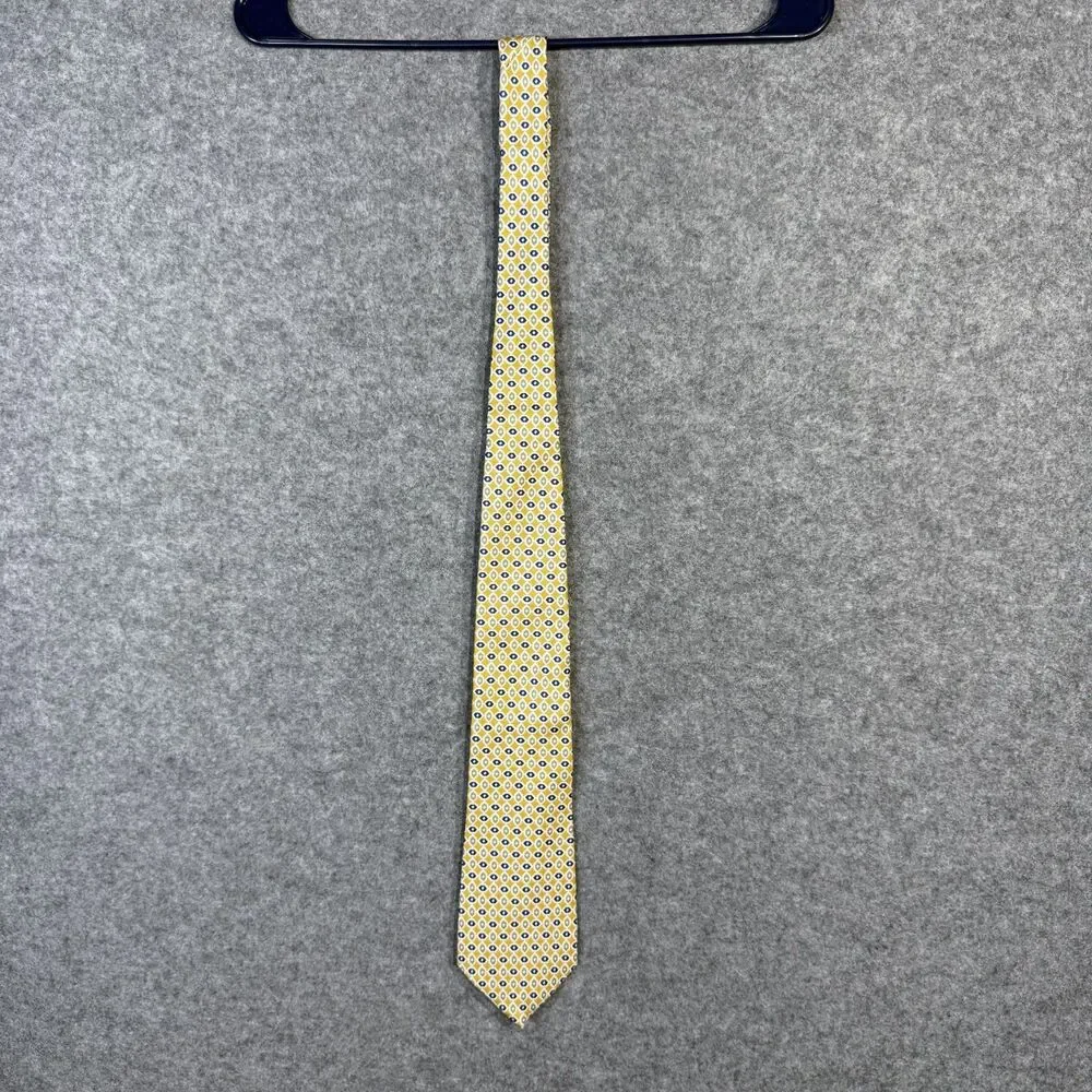 Burberry's London Pure Silk Hand Sewn Dress Tie Men's Yellow &‎ Blue Color NEW